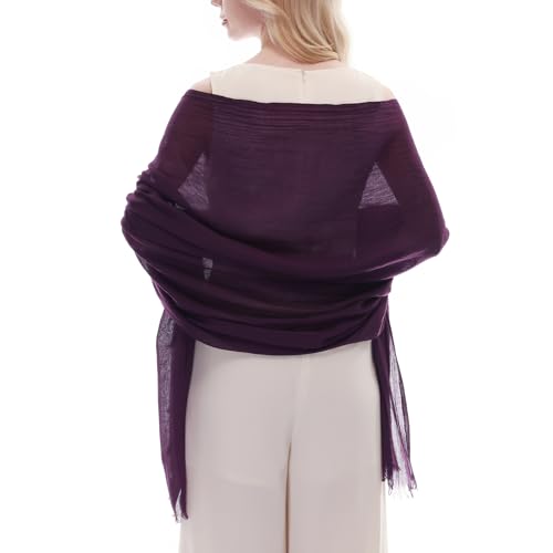 RIIQIICHY Scarf for Women Lightweight Solid Color Long Fashion Gauze Scarves Shawl Wrap - color: Purple
