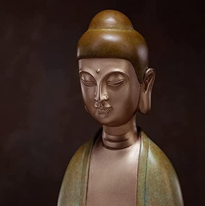 Buddha Meditation Statues Copper Zen Sculpture Figurine Desk Decor Ornaments Crafts Home Living Room Decoration 27.5X20x16cm