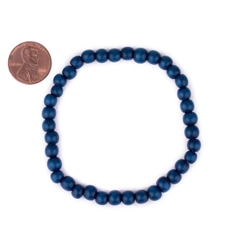 Wood Bead Bracelet - color: Azul Blue, size: Small Beads