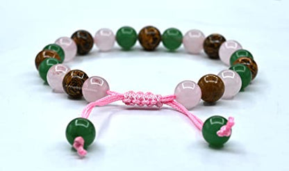 Amazing Gemstone Bracelet for New Mom Manifestation - Green Aventurine Mariyam Jasper Rose Quartz Bracelet Set for Men Women Healing Calming Anxiety Stress Relief Gifts Pulseras Para Hombres Mujer - color: New Moms