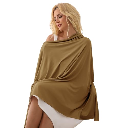 Tencel Shawl Wraps 70 x 35in Travel Essentials Lightweight Pashmina for Travel Blanket Scarf UPF 50+ - color: Turmeric