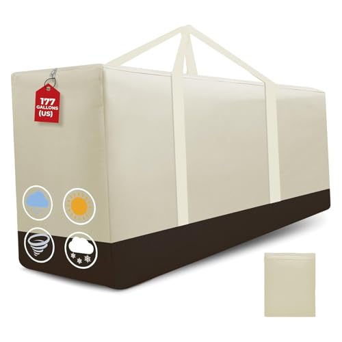 Cushion Storage Bag Waterproof Outdoor Cushions Storage Bag 68" L x 30" W x 20" H Large Patio furniture Cushion Storage Bags with Handle and Zipper (Beige, 1 Pack) - color: Beige, size: 1 Pack
