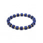 Lapis Lazuli Healing Bracelet – Real Crystal Beads for Stress Relief, Meditation & Chakra Balance – Natural Gemstone Jewelry Gift for Women & Men, Adjustable Stretch Fit - style: 6mm Cube Gold Accent（no gift box）
