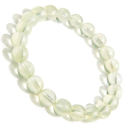 ILLUMINIA 5A Grade Natural Crystal Gemstone Bracelet | Healing Energy Charged Quartz Stone Bead | Handcrafted Stretch Bracelet for Women Men Teens - color: (7A) Prehnite, size: Small - 7mm bead
