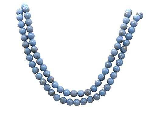 Amazing Gemstone Japa Mala 108 Prayer Beads Necklace and Wrist Mala Bracelet for Meditation - color: Angelite, size: Without Knots
