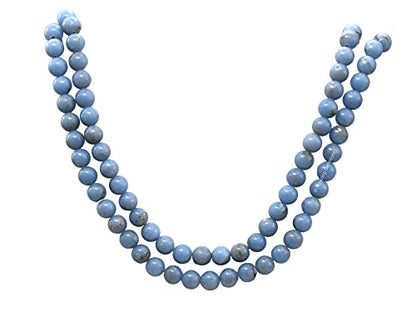 Amazing Gemstone Japa Mala 108 Prayer Beads Necklace and Wrist Mala Bracelet for Meditation - color: Angelite, size: Without Knots