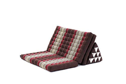 Leewadee 3-Fold Mat XXL with Triangle Cushion – Firm TV Pillow, Foldable Mattress with Cushion Made of Kapok, 67 x 31 inches, Brown Red - color: Sf19 - Red, Brown, size: 3 seating segments XL