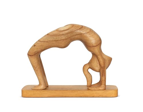 G6 Collection 10" Wooden Handmade Abstract Sculpture Art Decorative Home Decor Handcrafted Figurine Accent Decoration Artwork Hand Carved, Wheel Pose - style: Wheel Pose