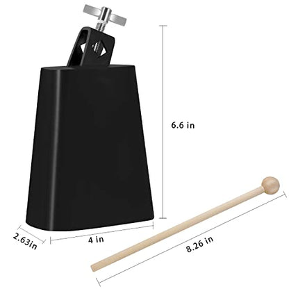 Eastrock 5 inch Metal Steel Cow Bells Noise Makers Hand Percussion Cowbell with Stick for Drum Set - size: 5''