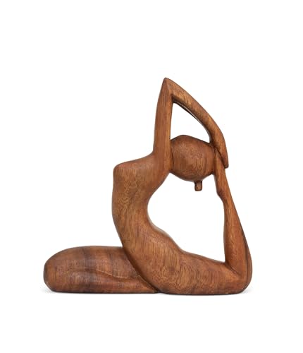 G6 Collection 8" Wooden Handmade Yoga Statue, Yoga Meditation Room Decor, Yoga Decorations for Home, Gift for Yoga Lover, Zen Gift Ideas, Figurine Office Studio Sculpture Yogi, One-Legged King Pigeon - style: One-Legged King Pigeon