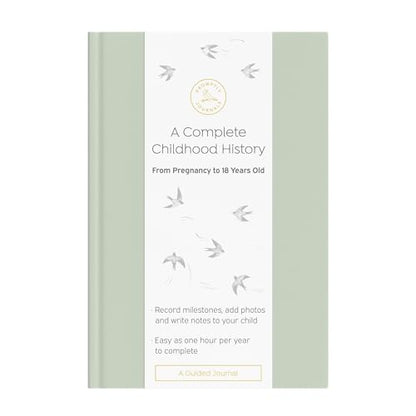 Promptly Journals, A Complete Childhood History: From Pregnancy to 18 Years Old (Aloe Green, Leatherette) | Baby Book and Pregnancy Journal | Baby Memory Book - color: Aloe