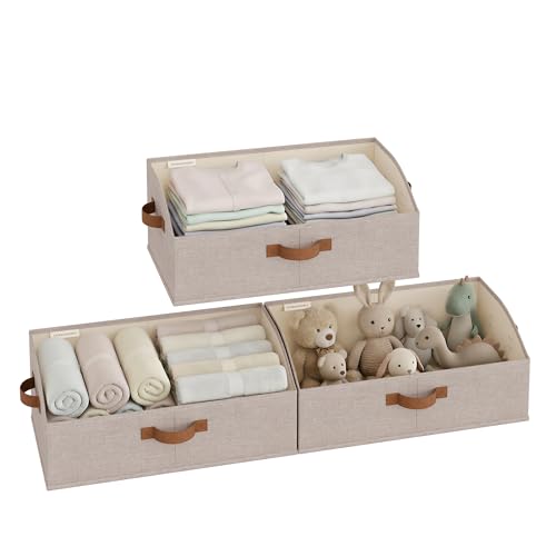 StorageWorks Trapezoid Storage Bins, Closet Shelf Organizer, Closet Organizer Bins, Storage Baskets for Shelves, Clothes, Toys, Towels, Large, Brown and Beige, 3-Pack - color: Brown and Beige, size: Large