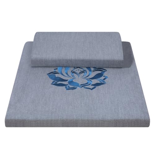 Square Meditation Cushion Mat Set with Washable Velvet Cover, Larger Thick Yoga Mat Bolster Floor Pillows Seating for Adults Upgraded Meditation Accessories grey-60 * 5cm - color: Gray, size: 60*5cm
