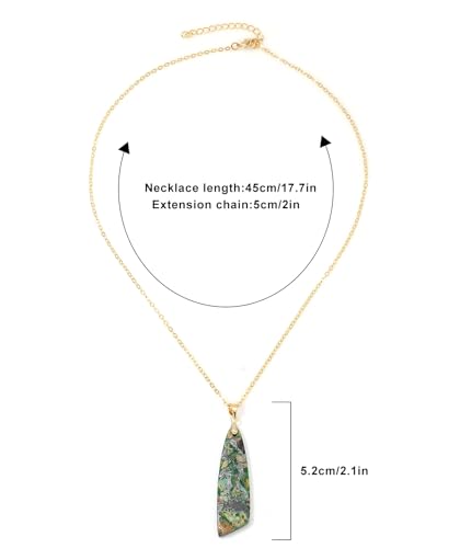 Nature Stone Necklaces for Women Boho Pendant Necklace 18K Gold Chain Necklaces
