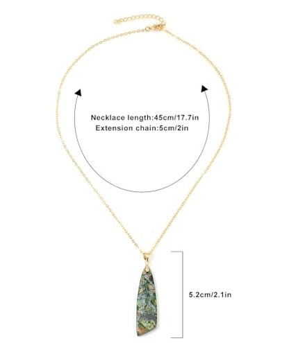Nature Stone Necklaces for Women Boho Pendant Necklace 18K Gold Chain Necklaces