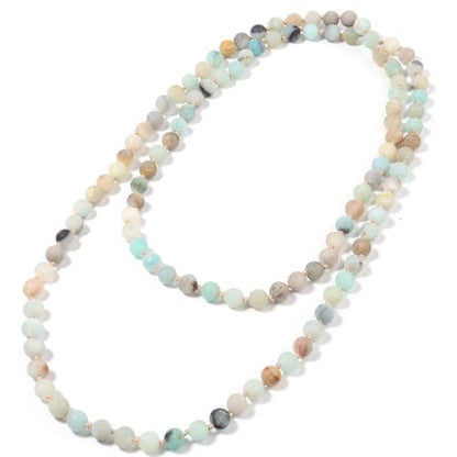 Beaded Necklace Hand Knotted for Woman - color: Amazonite