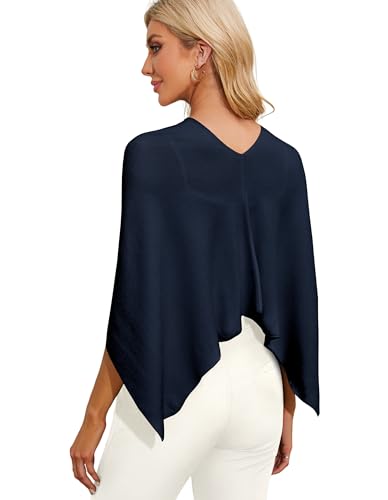 PULI Women Capri Poncho Sweater Petite Cropped Versatile Shawl Slender Frame Fit Soft Knit Wraps Cowl Neck Short Tops