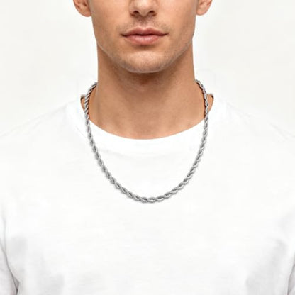 Twist Chain Necklace 2/3/5/8MM Braided Rope Chain Necklace for Men Stainless Steel Rope Jewelry for Men & Women Rope Chain for Pendant 18/20/22/24 Inch with Delicate Gift Box - size: 18 inches, style: 5mm width-steel