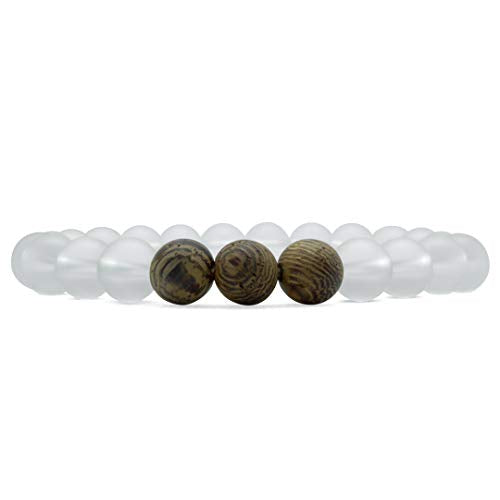 Natural Wood and Authentic Stone Bead Bracelets - Handmade Fashion Jewelry for Men and Women