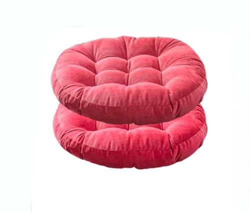 Japanese Large Linen Tatami Floor Pillow,Round Futon,Thicken Tufted Corduroy Seat Cushion,Solid Color Floor Cushion,Yoga Meditation Cushions Balcony Outdoor(Size:2 Piece,Color:Red) - color: Red, size: 2 piece