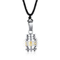 Men's Stainless Steel Open Lucky Buddha Mantra Pendant Necklace Bottle Container Memorial with Braided Rope - color: Chinese Great Compassion (Silver)