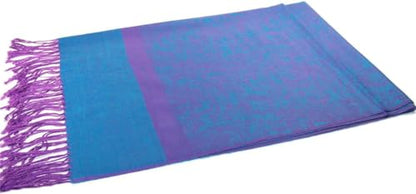Pashmina Shawl Wrap for Women Soft Lightweight Multi-Purpose Scarf for Weddings, Parties & Casual Wear - color: Cyan Purple-pl1893