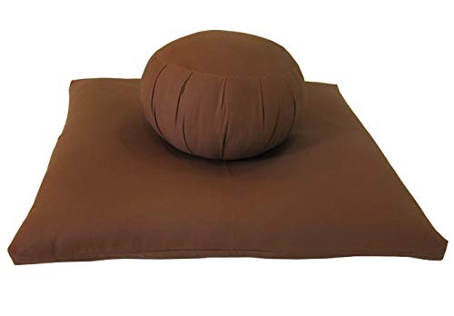 Kapok Zafu and Zabuton Meditation Cushion Set (2pc) - color: Cinnamon