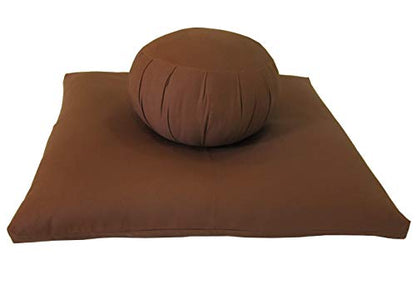 Kapok Zafu and Zabuton Meditation Cushion Set (2pc) - color: Cinnamon