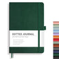 RETTACY Dotted Journal Notebook, 192 Pages, A5 Medium Size (5.7'' x 8.3''), Leather Hardcover, 100 GSM Thick Paper, for Journaling, Planning, Tracking (Dark Green) - color: Dark Green, style: Dotted