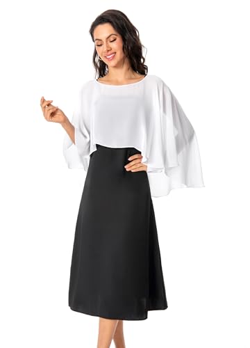 Baoqiya Women's Capelet Shawls and Wraps for Evening Dresses Soft Bridesmaid Shawl Chiffon Cape Wedding Cover Up - color: Ivory