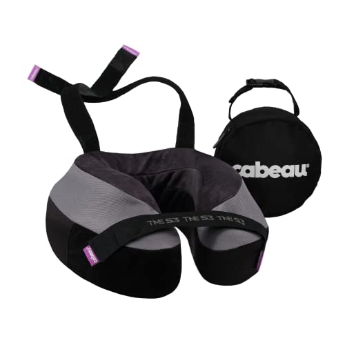Cabeau Travel Neck Pillow for Airplanes - The Neck's Evolution TNE S3 - Supportive Memory Foam Design for Long Haul Flights with Attachable Seat Straps and 360 Support in Berlin Grey - color: Berlin