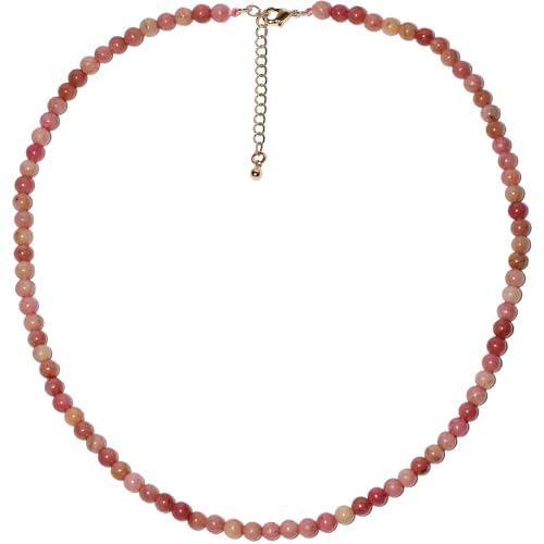 Simple Choker Necklace for Women Real Stone and Crystals Necklaces 4mm Beaded Choker Jewelry Meditation Gift for Women (16"+2") - style: Redwood Grain Stone