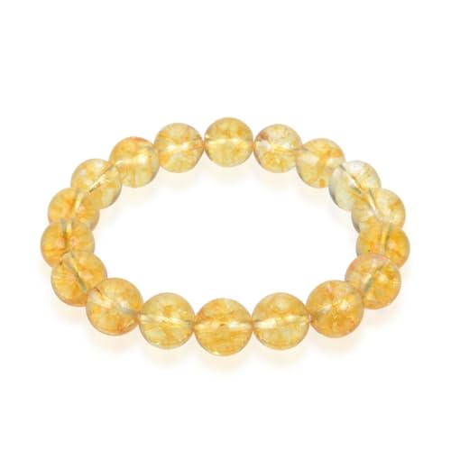 Adabele 1pc Natural Stretch Gemstone Bracelet 10mm (0.39") Bead 7 Inch to 8.5 Inch Healing Crystal Energy Quartz Chakra Jewelry Women Birthday Unisex Gift - color: Citrine, size: 8 inch