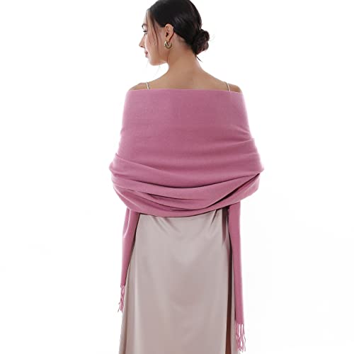 RIIQIICHY Winter Scarfs for Women Pashmina Shawls Wraps for Evening Dresses Large Warm Soft Scarves - color: Dull Pink