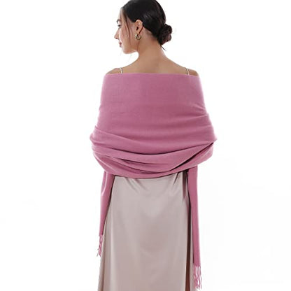 RIIQIICHY Winter Scarfs for Women Pashmina Shawls Wraps for Evening Dresses Large Warm Soft Scarves - color: Dull Pink