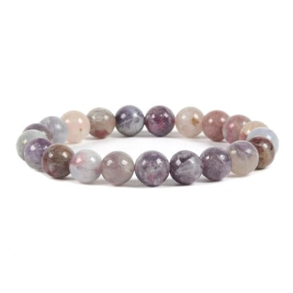 Justinstones Gem Semi Precious Gemstone 10mm Round Beads Stretch Bracelet 7 Inch Unisex - color: Plum Blossom Tourmaline