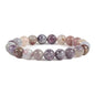 Justinstones Gem Semi Precious Gemstone 10mm Round Beads Stretch Bracelet 7 Inch Unisex - color: Plum Blossom Tourmaline
