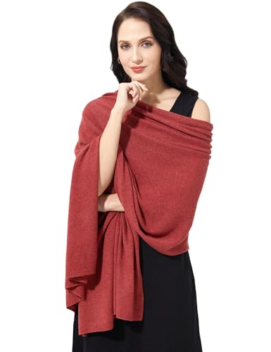 Soft Cashmere Blend Wrap Chic Scarf Stole for Women Wayfarer Travel Extra Large 87"x28" - color: Old Red
