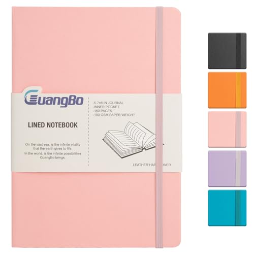 Lined Journal Notebook for Work with 160 Pages, 5.6" x 8" Hardcover Notebooks Journals Medium Size for Writing Women Men - color: pink