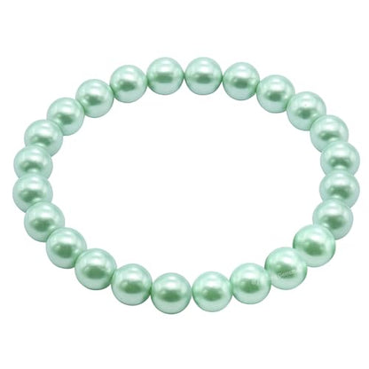 Amazing Gemstone Crystal Bracelet for Women Men's Gifts - Protection Healing Crystal Bracelet - 8mm Gemstone Beaded Stretchable Bracelet Pulseras Para Hombres Mujer Stocking Stuffers Mothers Day Gift (Pistachio Pearl) - color: Pistachio Pearl