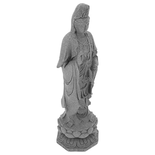LIFKOME Buddha Statue Figurine Home Buddha Decoration Stone Gray Micro Landscape Sculpture Zen Ornament for Desktop Office and Garden Display