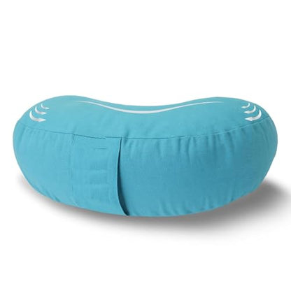 Meditation Cushion, Buckwheat Filling, Washable Organic Cotton Cover, Carry Handle, Mindful Comfort, Reduce Tailbone Pressure & Improve Posture Cyan - color: Cyan