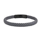 Geoffrey Beene Men's Braided Genuine Leather Bracelet with Stainless Steel Closure - color: Grey, Black