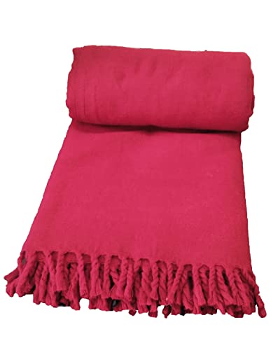 PARIJAT HANDICRAFT Wool Meditation Shawl Tibet Monks Burgundy Red Prayer Wrap to Strengthen Your Daily Meditation Practice
