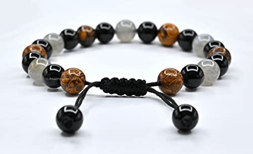 Amazing Gemstone Mood Bracelets for Kids Women Men Manifestation - Labradorite Mariyam Jasper Black Tourmaline Bracelet Set for Men Women Healing Calming Anxiety Stress Relief Gifts (Adjustable) - color: Mood Lifting