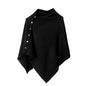 Women's Versatile Knitted Shawls Scarf Poncho Sweater Capes with Buttons Lightweight Spring Summer Fall Winter Wraps - color: Black
