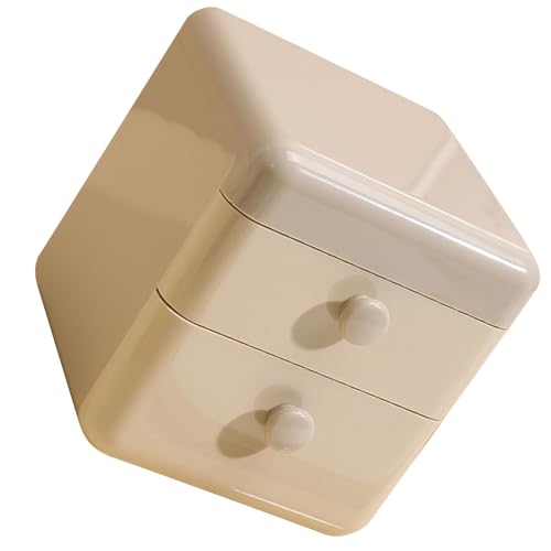 2-Drawer Desktop Organizer with Flip Lid, Plastic Storage Box for Jewelry, Stationery, Home, Dorm, Office