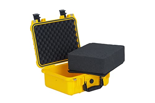 MEIJIA Portable All Weather Waterproof Protective Case,Hard Case,Camera Case With Customized Fit Foam,Fit Use of Drones,Camera,Equipments,Pistols,13.35 x11.63x5.98inches (Yellow) - color: Yellow
