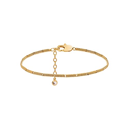 WEARON Gold Bracelet for Women 14K Gold Plated Snake Herringbone Figaro Cuban Bead Paperclip Cable Box Chain Simple Jewelry - style: Multi-Circle Bracelet