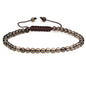 Keleny Natural Gemtones 4mm Round Beads Crystal Adjustable Braided Macrame Tassels Bracelets Unisex - color: Smoky Quartz